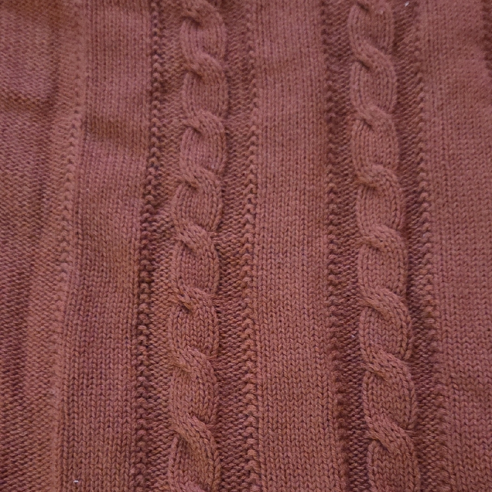 Rust Cable Knit Button-Up Shirt - Picture 5 of 10